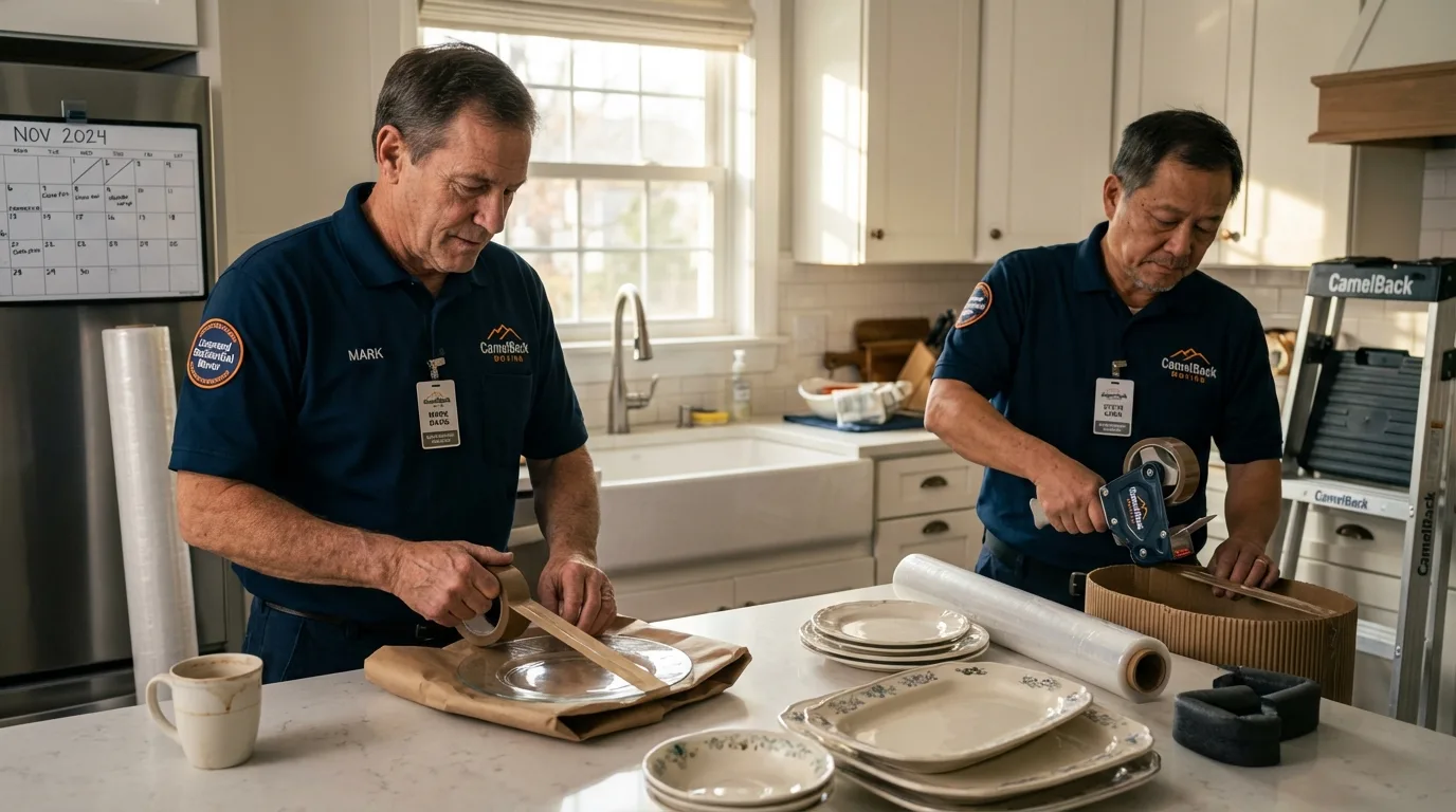 Professional crew packing kitchen dishware in Cherokee Village, AR